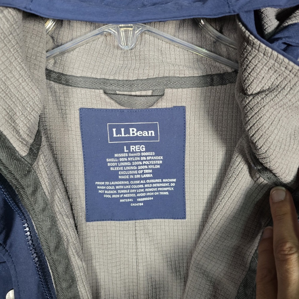 LL Bean Boundless Softshell Jacket Womens Large Blue Fleece Lined Hooded Cinch - Picture 4 of 5